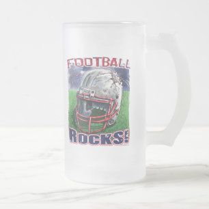 Taza De Cristal Esmerilado Las rocas del fútbol reventaron el casco por los