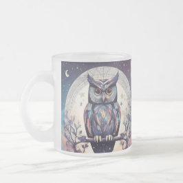 Taza De Cristal Esmerilado Lechuza encantada Luna Blanca Mug - 15 oz