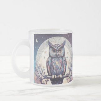 Taza De Cristal Esmerilado Lechuza encantada Luna Blanca Mug - 15 oz