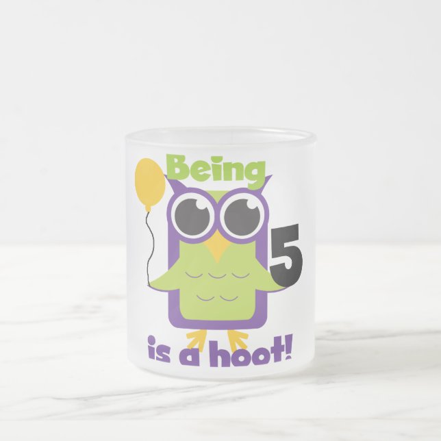 Taza De Cristal Esmerilado Lechuza Hoot Camisetas y Regalos de cumpleaños (Centro)