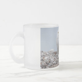 Taza De Cristal Esmerilado Lechuza nevada en conchasCafé Mug
