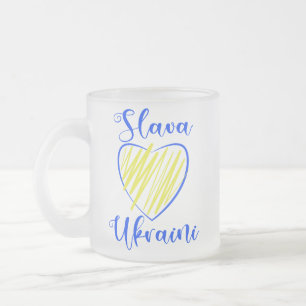 Taza De Cristal Esmerilado Lema Eslava Gloria ucraniana al corazón de Ucrania