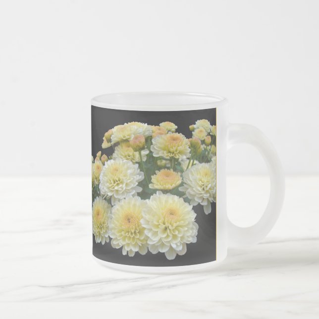 Taza De Cristal Esmerilado Lemon Meringue Chrysanthemums (Derecha)
