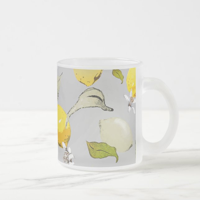 Taza De Cristal Esmerilado Lemones acuarelas 18 (Derecha)