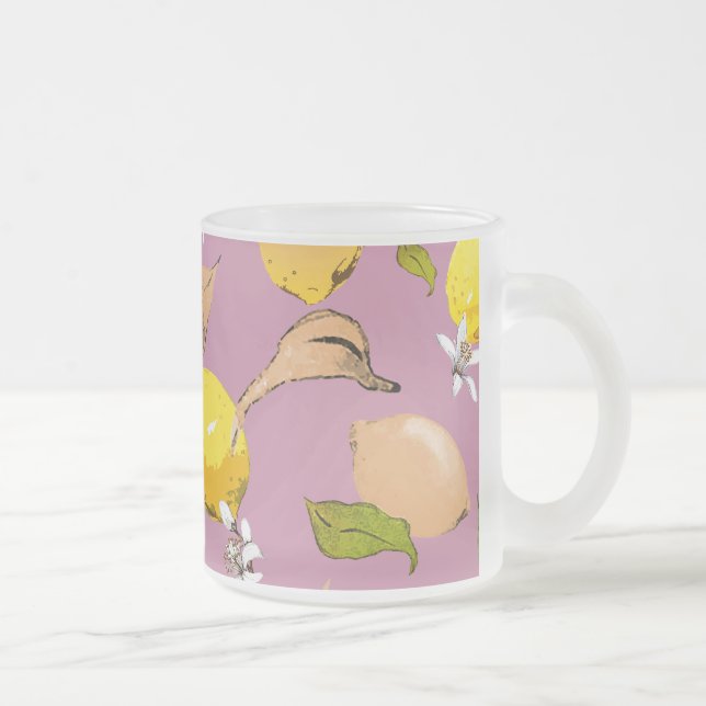 Taza De Cristal Esmerilado Lemones acuarelas 24 (Derecha)
