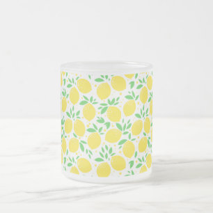 Taza De Cristal Esmerilado Lemones amarillos Escarcha de vidrio