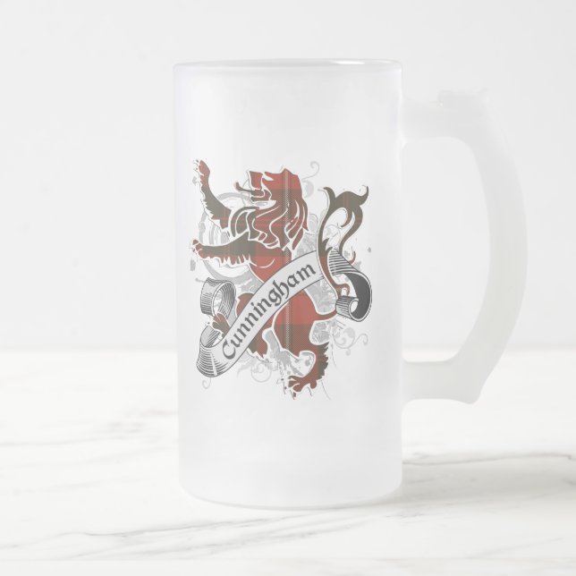 Taza De Cristal Esmerilado León del tartán de Cunningham (Derecha)