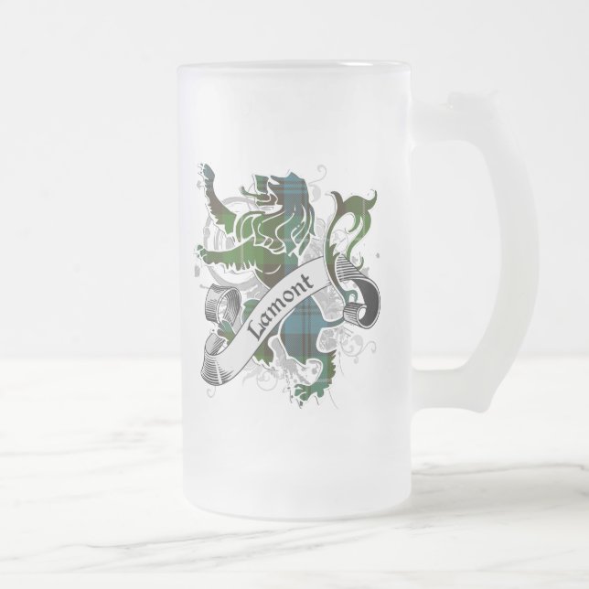 Taza De Cristal Esmerilado León del tartán de Lamont (Derecha)