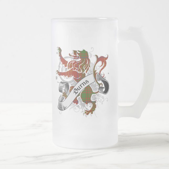 Taza De Cristal Esmerilado León del tartán de las quemaduras (Derecha)