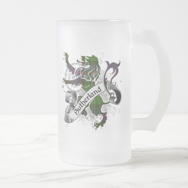 Taza De Cristal Esmerilado León del tartán de Sutherland (Derecha)