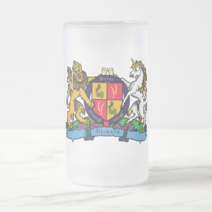 Taza De Cristal Esmerilado León y Unicornio Rampant Escudo de cerveza
