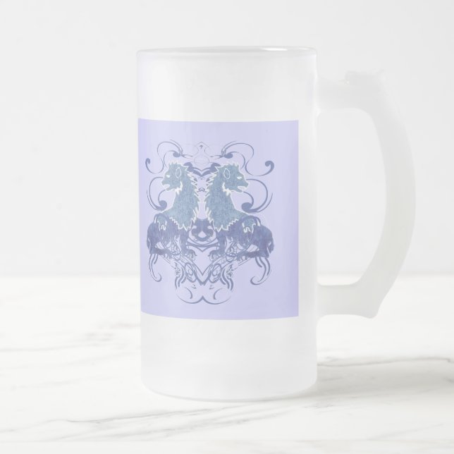 Taza De Cristal Esmerilado Leones de época medieval renacentistas (Derecha)