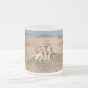 Taza De Cristal Esmerilado Leones jóvenes