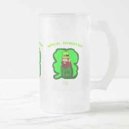 Taza De Cristal Esmerilado Leprechaun Magia de vidrio escarcha grande