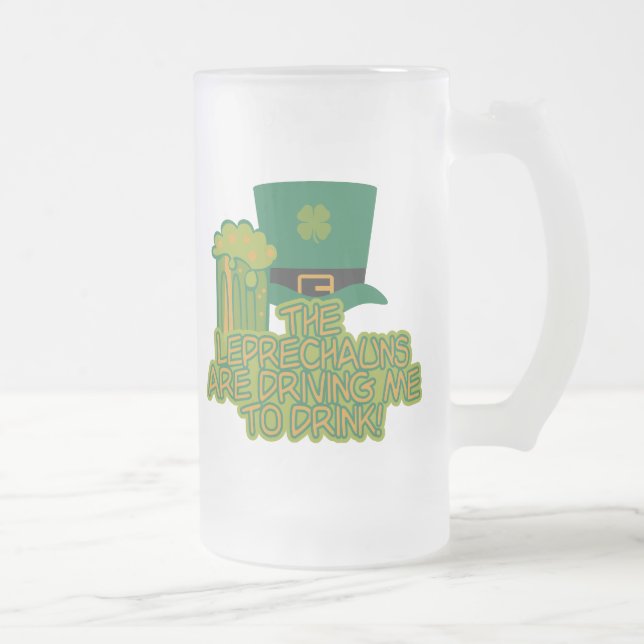 Taza De Cristal Esmerilado Leprechaun mug - elegir estilo (Derecha)