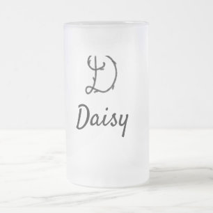 Taza De Cristal Esmerilado Letra D monograma negro minimalista simple agregar