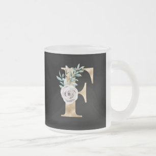 Taza De Cristal Esmerilado Letra F de las iniciales de las vacaciones de invi