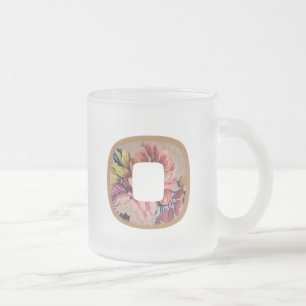 Taza De Cristal Esmerilado Letra floral inicial rustica o monograma