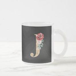 Taza De Cristal Esmerilado Letra J de las iniciales de las vacaciones de invi