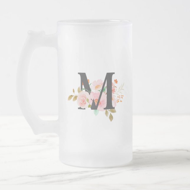 Taza De Cristal Esmerilado Letra M (Izquierda)