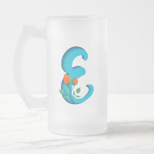 Taza De Cristal Esmerilado Letra mayúscula E monograma floral