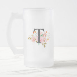 Taza De Cristal Esmerilado Letra T