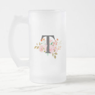 Taza De Cristal Esmerilado Letra T