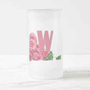 Taza De Cristal Esmerilado Letras de amor "W"