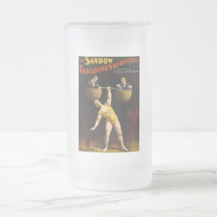 Taza De Cristal Esmerilado Levantador de pesas Eugen Sandow Vaudeville