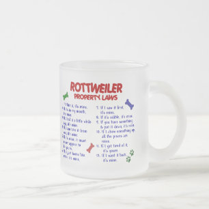 Taza De Cristal Esmerilado Leyes 2 de la propiedad de ROTTWEILER