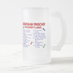 Taza De Cristal Esmerilado Leyes 2 de la propiedad del PINSCHER del DOBERMAN