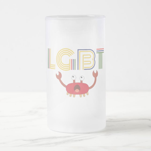 Taza De Cristal Esmerilado LGBT - Derechos humanos - Cangrejo blanco (Centro)