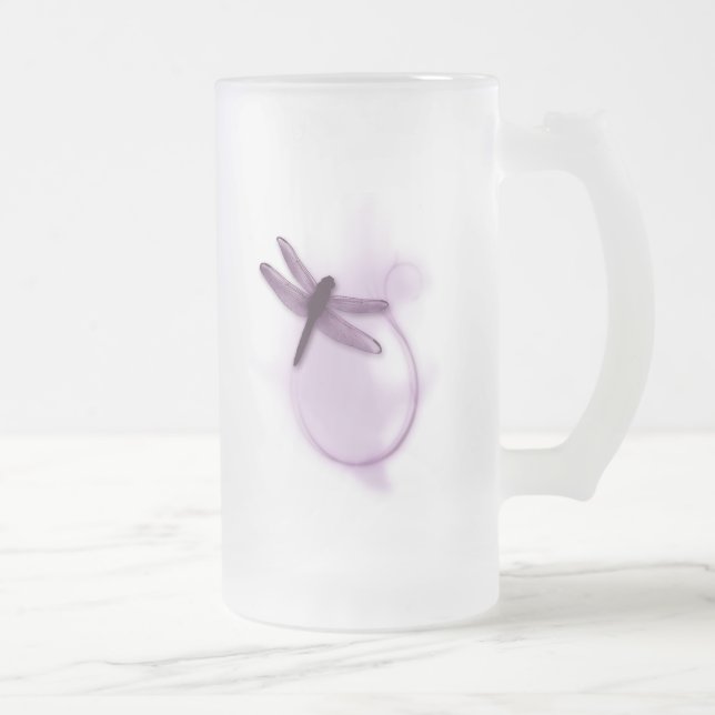 Taza De Cristal Esmerilado Libélula púrpura (Derecha)