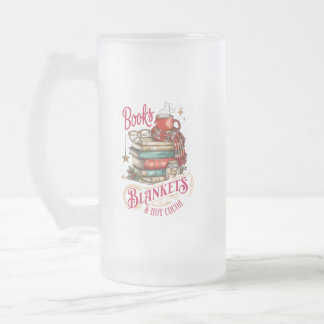 Taza De Cristal Esmerilado Libros, mantas y chocolate caliente