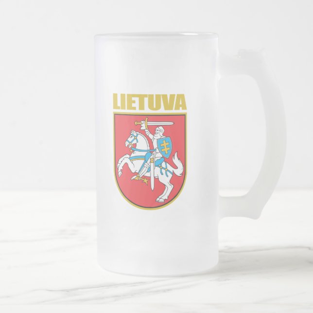 Taza De Cristal Esmerilado Lietuva (Lituania) COA (Derecha)