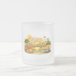 Taza De Cristal Esmerilado Life is Beautiful Tropical Mug