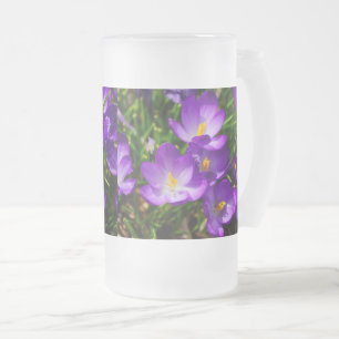 Taza De Cristal Esmerilado Lilac Crocuses Frost Glass Mug