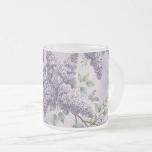Taza De Cristal Esmerilado Lilas Flores de Lilas Verde Salvia Lavanda Polvori