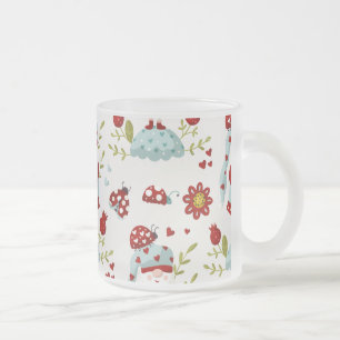 Taza De Cristal Esmerilado Lindo patrón floral de gnomo escandinavo