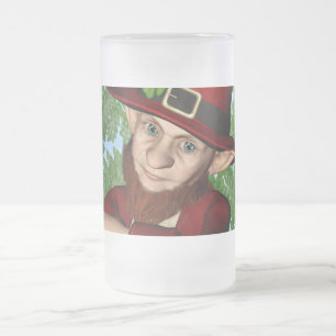Taza De Cristal Esmerilado Lindo trébol duende folklore irlandés arte