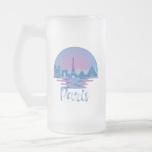 Taza De Cristal Esmerilado Línea aérea de París - Francia Travel
