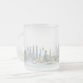 Taza De Cristal Esmerilado Línea aérea del mundo