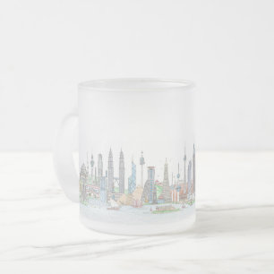 Taza De Cristal Esmerilado Línea aérea del mundo