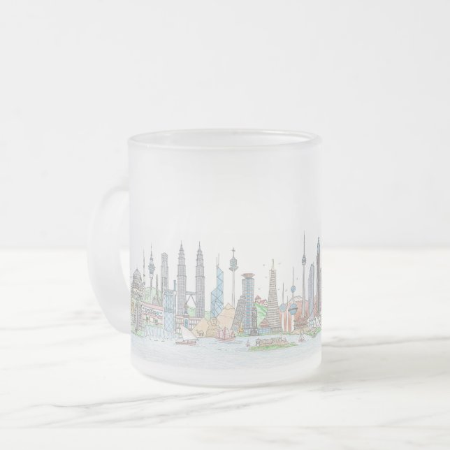 Taza De Cristal Esmerilado Línea aérea del mundo (Anverso izquierdo)