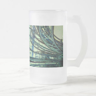 Taza De Cristal Esmerilado Líneas azules