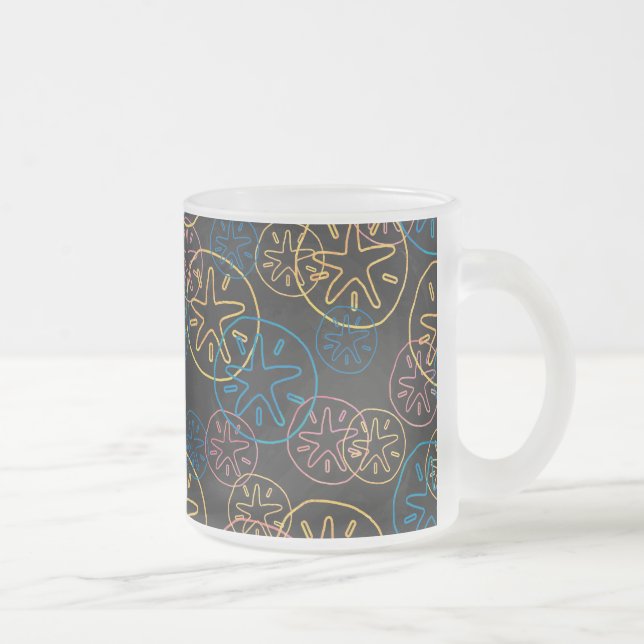 Taza De Cristal Esmerilado Líneas del dólar de arena rojo amarillo azul (Derecha)