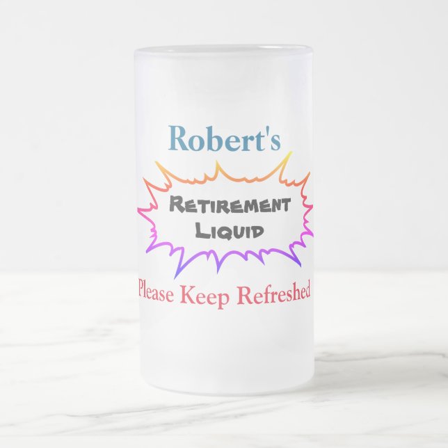 Taza De Cristal Esmerilado Líquido conocido personalizado del retiro - (Centro)