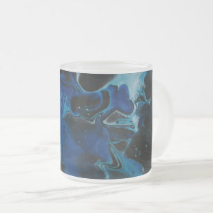 Taza De Cristal Esmerilado Líquido psicodélico azul oscuro