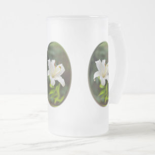 Taza De Cristal Esmerilado Lirio blanco brillante