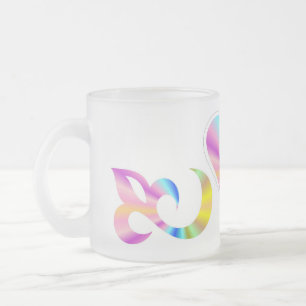Taza De Cristal Esmerilado Lirio cardíaco arcoiris y mariposa